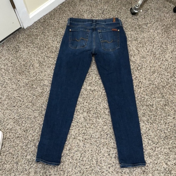 7 For All Mankind Josafina Skinny Boyfriend Jeans Size 24 Distressed Dark Blue - Picture 5 of 11